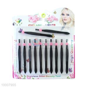 Wholesale Black Eye-brow Stainless Steel <em>Tweezer</em> With Heart Decoration