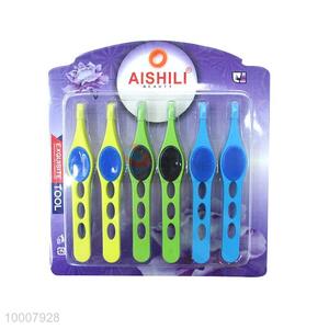 Wholesale 6PCS Yellow/Green/Blue Eye-brow Stainless Steel <em>Tweezer</em>