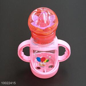 150ml Hote Sale Pink Feeding-bottle with Rabbits and Balloons Pattern, Silicone <em>Nipple</em> PC Bottle