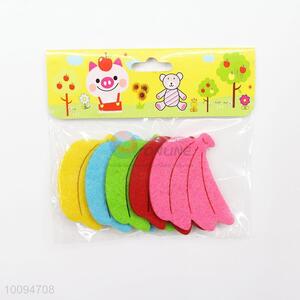 Colorful punched nonwoven felt banana craft for handicraft felt toys