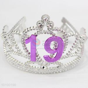 Hot selling plastic numbers tiara crown with rhinestone