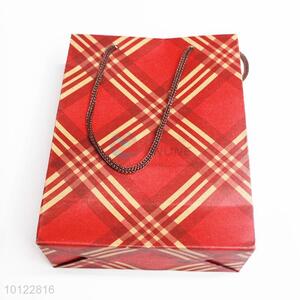 High quality red and yellow plaid gift paper bag