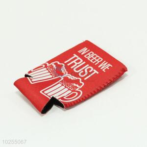 Wholesale neoprene red letter printing cup sleeve bottle sleeve