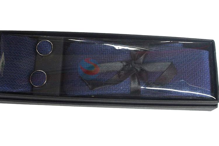 Nice classic cheap printed necktie+cufflink+kerchief