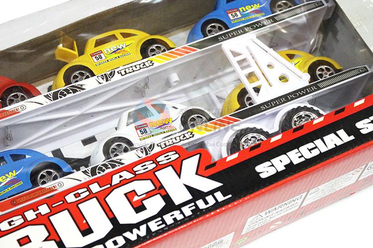 Super Inertial Double-Deck Platform Truck With 6 Pieces Toy Car Set