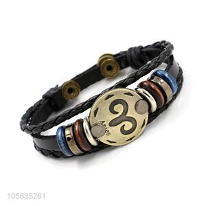 Top selling fashion charm custom men braided leather handmade bracelet