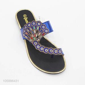 Good sale fancy women outdoor flat slippers with stones