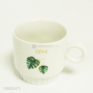Recent style modern green plant leaf pattern ceramic mugs