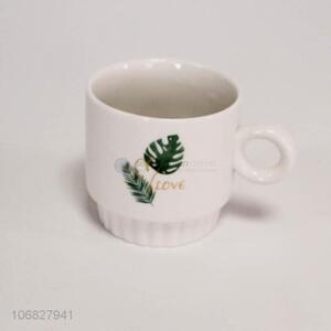 China factory green plant leaf pattern ceramic cups