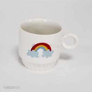 Cute design cartoon rainbow pattern ceramic cups