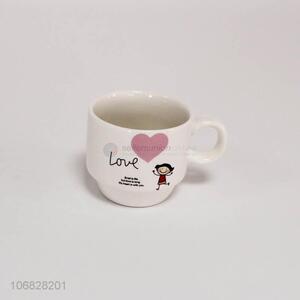 Fashion design heart pattern ceramic cups wholesale