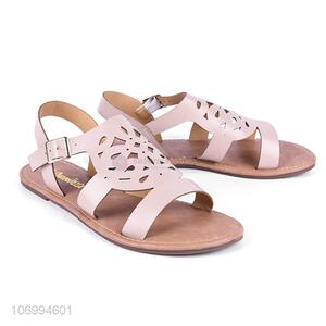 Attractive design women laser cutting sandal pu leather sandal