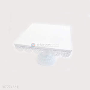 Popular products decorative white square cake holder metal wedding cake stand