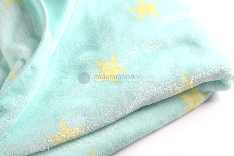 Suitable Price Yellow Star Pattern Warm Soft Cozy Flannel Blanket