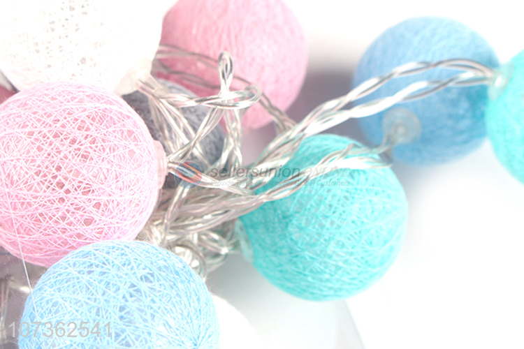 New Selling Promotion Battery Powered Led Chain Cotton Ball String Lights