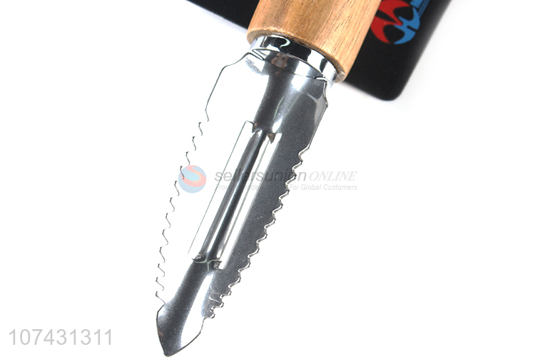 Suitable Price Bamboo Handle Stainless Steel Fruit Peeler For Kitchen