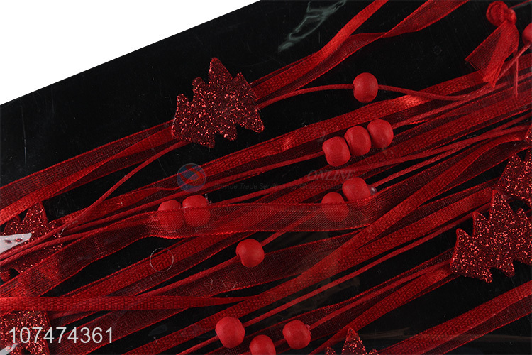 Hot products Xmas decoration silk ribbon with wooden christmas trees