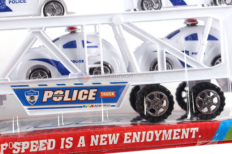 Hot products inertia friction police trailer toy set with police cars