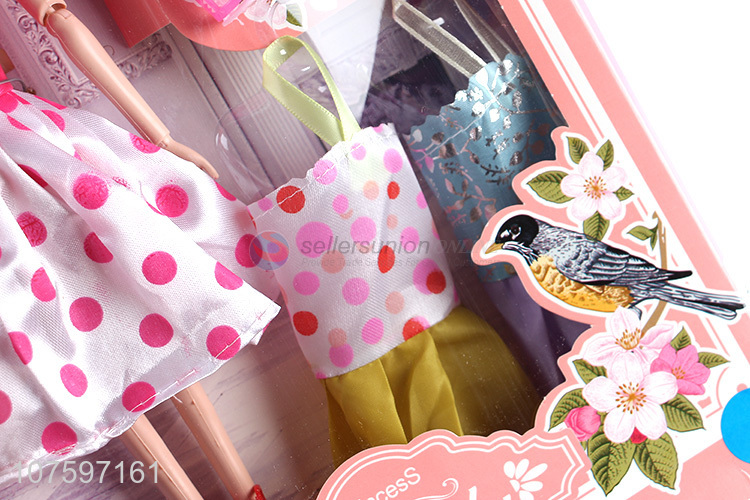 Hot sale 11inch solid body moveable joints pretty girl doll set