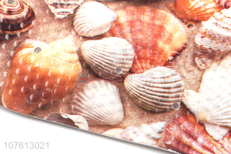 New design popular conch printed anti-slip pvc bath mat with suction cup