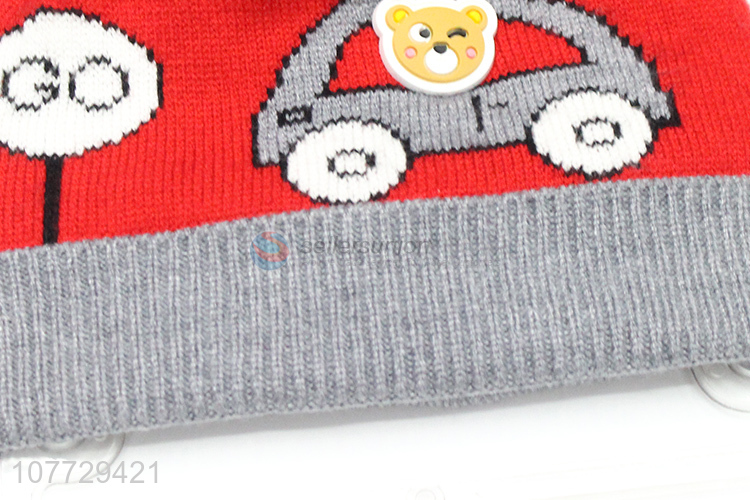 Most popular toddler boys girls outdoor jacquard pompom beanie