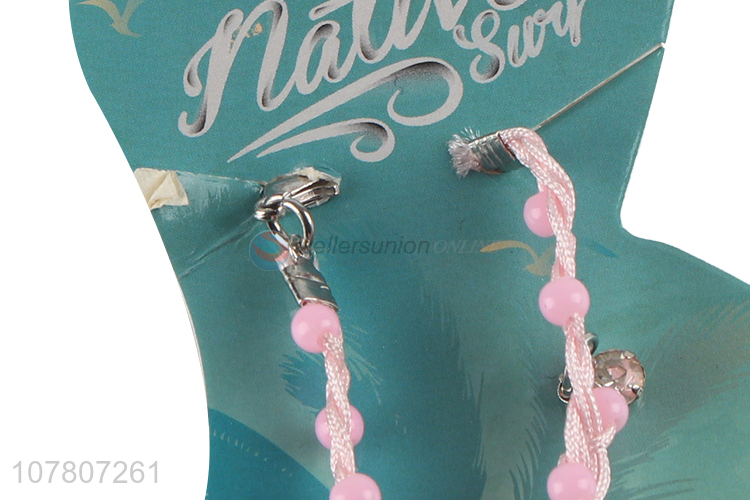 Hot sale pink adjustable bead chain lady anklet