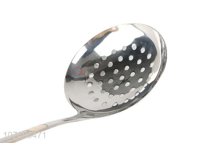 Good price silver mirror flower long handle colander wholesale