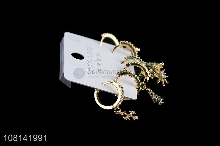 Best selling trendy rhinestone drop earrings set women jewelry