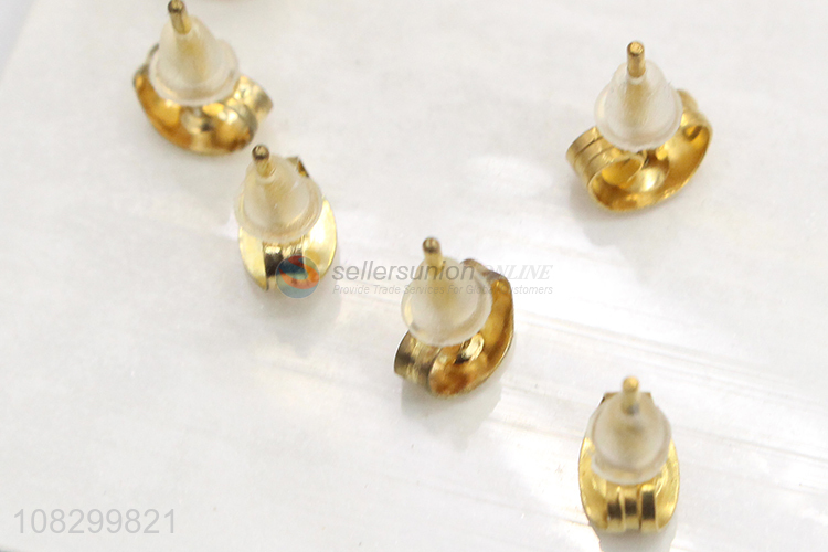 Fashion Crown Butterfly And Heart Shape Ear Stud Set