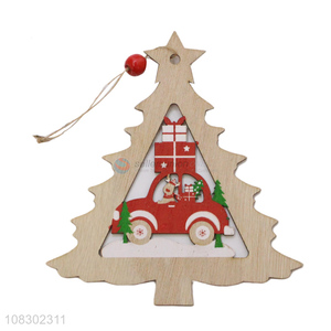 Good quality Christmas tree painted wood Christmas pendant