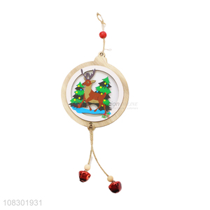 Good quality creative painted wood carving Christmas pendant
