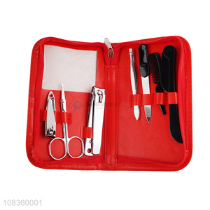 Factory price 7 pieces manicure set <em>stainless</em> <em>steel</em> <em>nail</em> file set