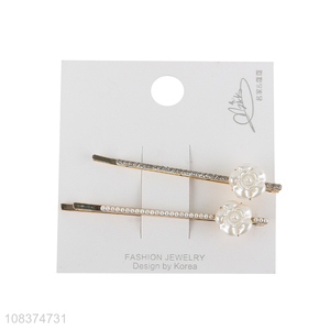 Factory supply alloy fashion hairpin with flower decoration