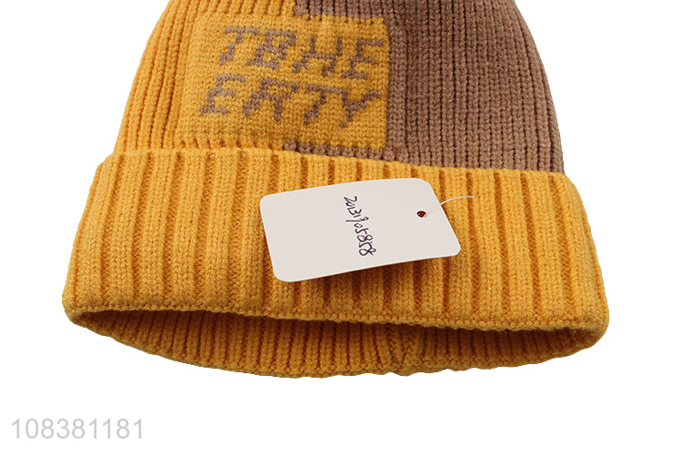 Popular Kids Knitted Hat Beanie Winter Hat With Fur Ball