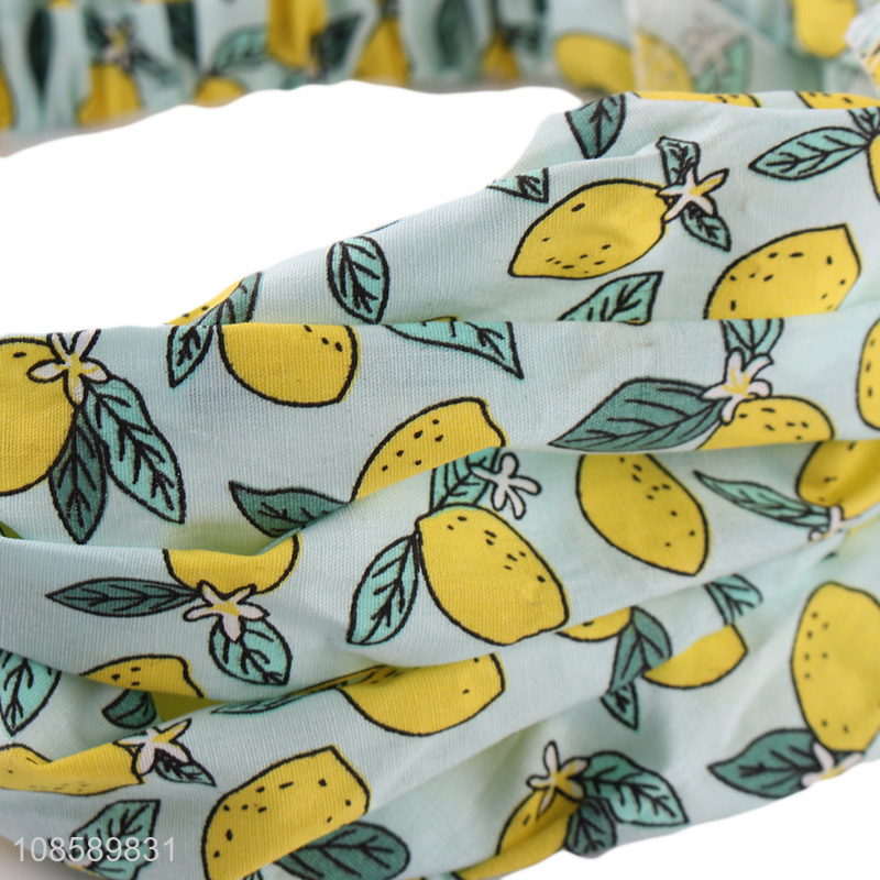 Factory supply lemon pattern fashion headband for hair accessories