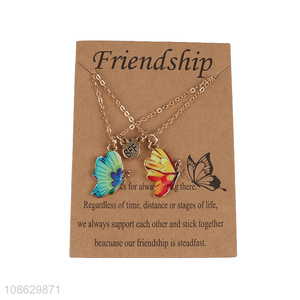 Popular products creative butterfly pendant alloy couple friendship necklace