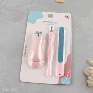 Wholesale 3 Pieces <em>Manicure</em> <em>Set</em> with Nail Clipper, Cuticle Pusher & Nail File