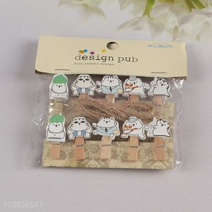 Wholesale 10PCS Cute Cartoon <em>Wooden</em> Clothespins Wood Clips for <em>Craft</em> Hanging
