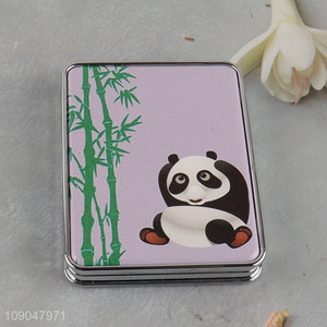 Hot products panda printed double-sided portable <em>makeup</em> <em>mirror</em> pocket <em>mirror</em>