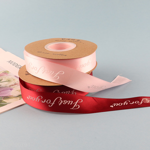 Hot Selling 2.5cm*35 Yards Letter Print Satin <em>Ribbon</em> for Girft Wrapping Flower Bouquet