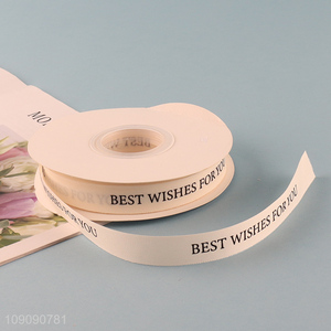 High Quality 1.5cm*36 Yards Polyester-Cotton <em>Ribbon</em> Letter Print Gift Wrap <em>Ribbon</em>