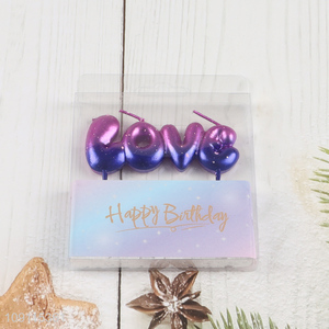 Good Quality Gradient Purple Love Birthday Candle for <em>Wedding</em> Cake <em>Decoration</em>