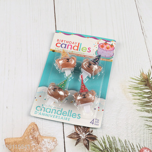 Hot Selling 4 Pieces Cute Cartoon Bear <em>Birthday</em> <em>Candles</em> Cupcake Topper <em>Candles</em>