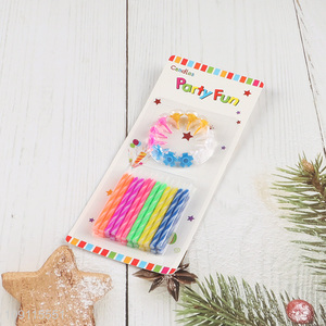 Wholesale 24 Pieces <em>Birthday</em> <em>Candles</em> Candy Spiral <em>Birthday</em> <em>Candles</em> with Candle Holders