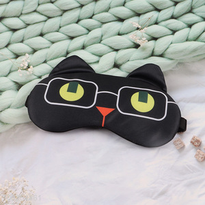 Yiwu market cartoon black cat sleeping eye <em>mask</em> eye cover for travel