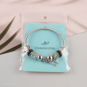 Online Wholesale Stainless Steel Bangle Charm <em>Bracelet</em> Silver Charm <em>Bracelet</em>