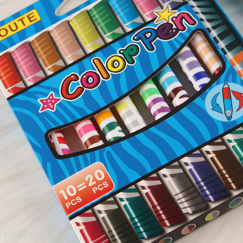 Wholesale 10PCS Dual Tip Watercolor Marker Pens 20 Colors Watercolor Marker Pens