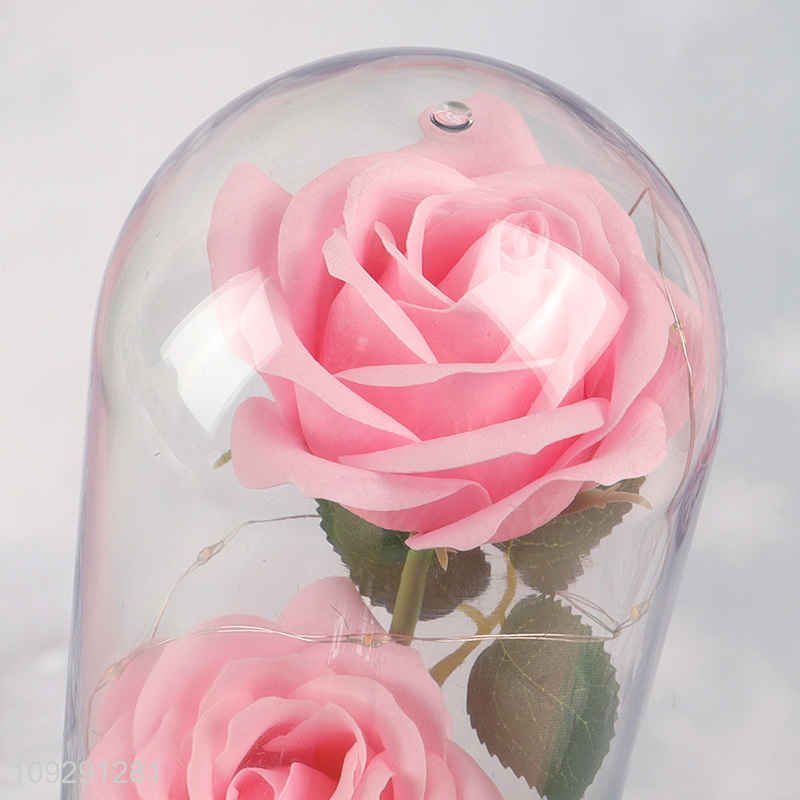 Yiwu market pink rose flower ornament lights Valentine's Day gift
