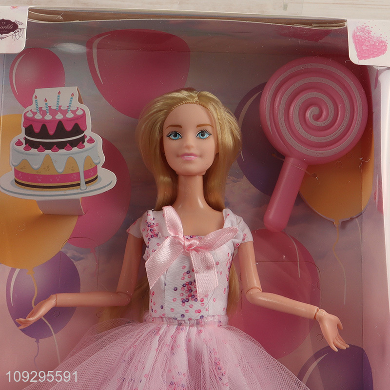 Online wholesale girls pink fashion doll dress doll