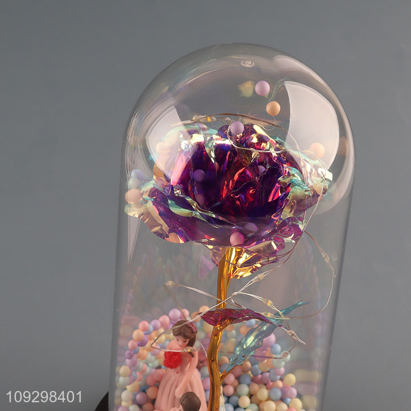 Good selling plastic rose flower ornament with acrylic cover